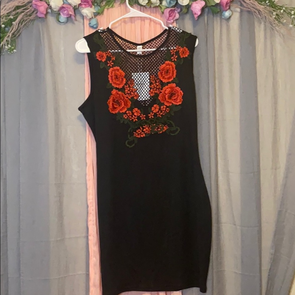 Black Mesh rose dress